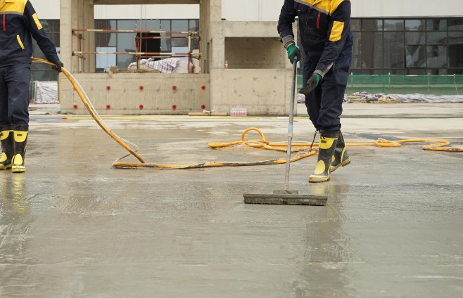 Operarios instalando membrana en cubierta plana en Bizkaia