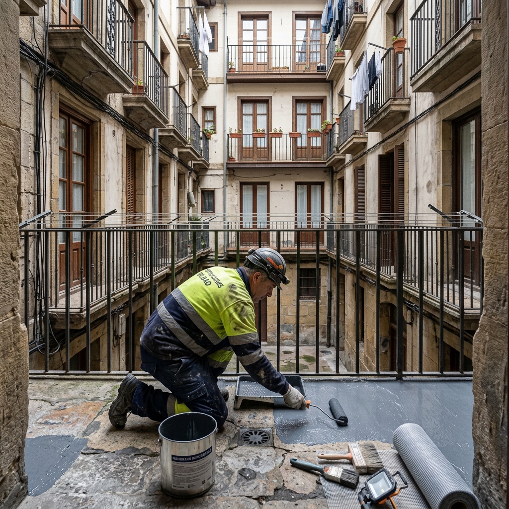 Impermeabilización de patio interior en Bilbao